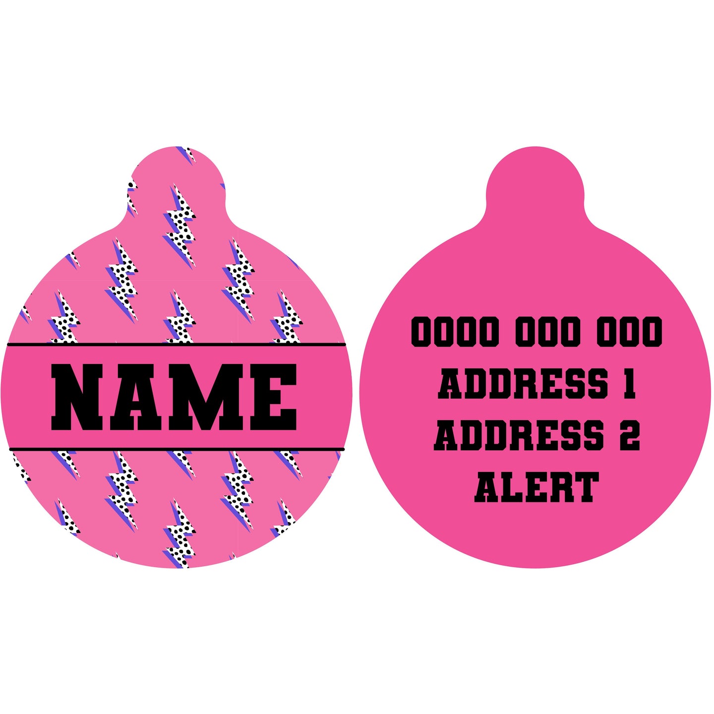 Pet ID Tag | Pink Lightning