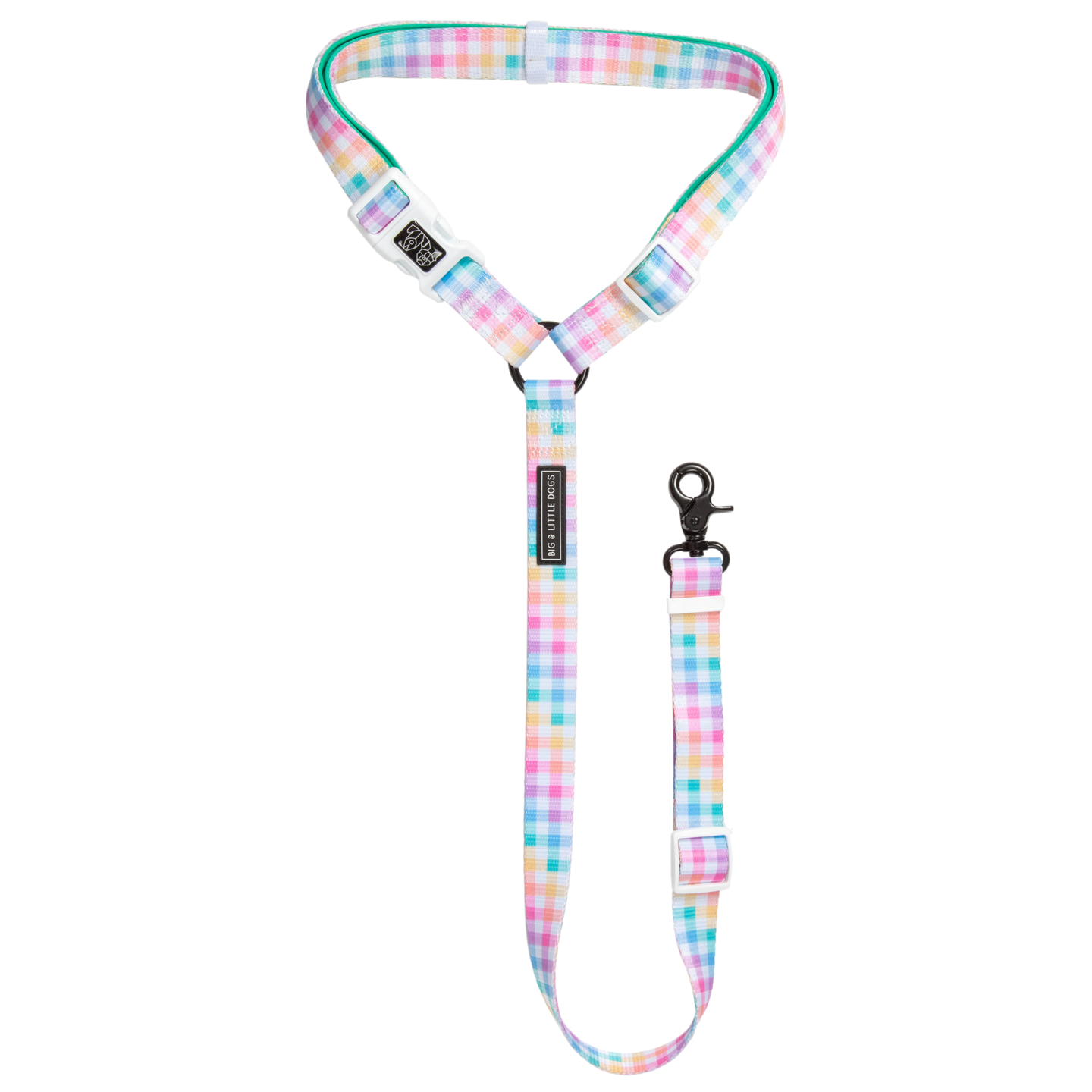 PREMIUM DOG CAR HEADREST RESTRAINT: Rainbow Gingham (SOLD OUT)