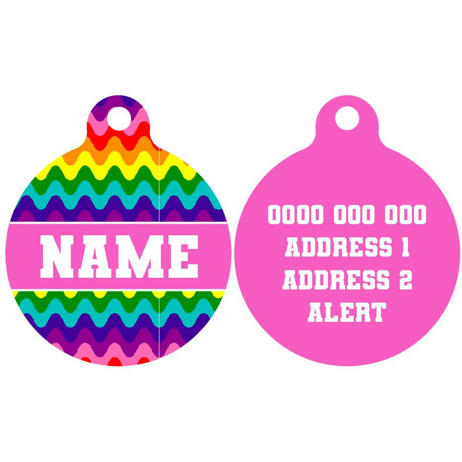 Pet ID Tag | Rainbow Drip (Pink)