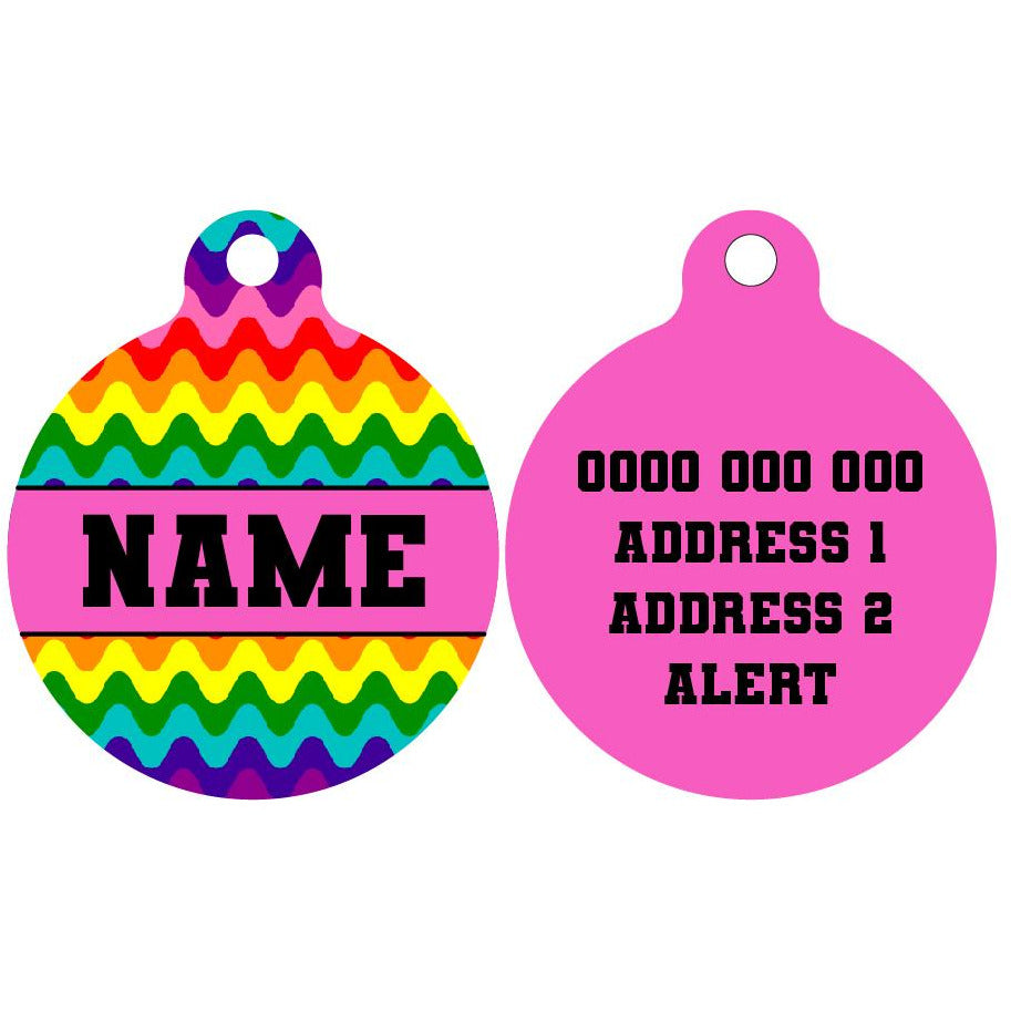 Pet ID Tag | Rainbow Drip (Pink)