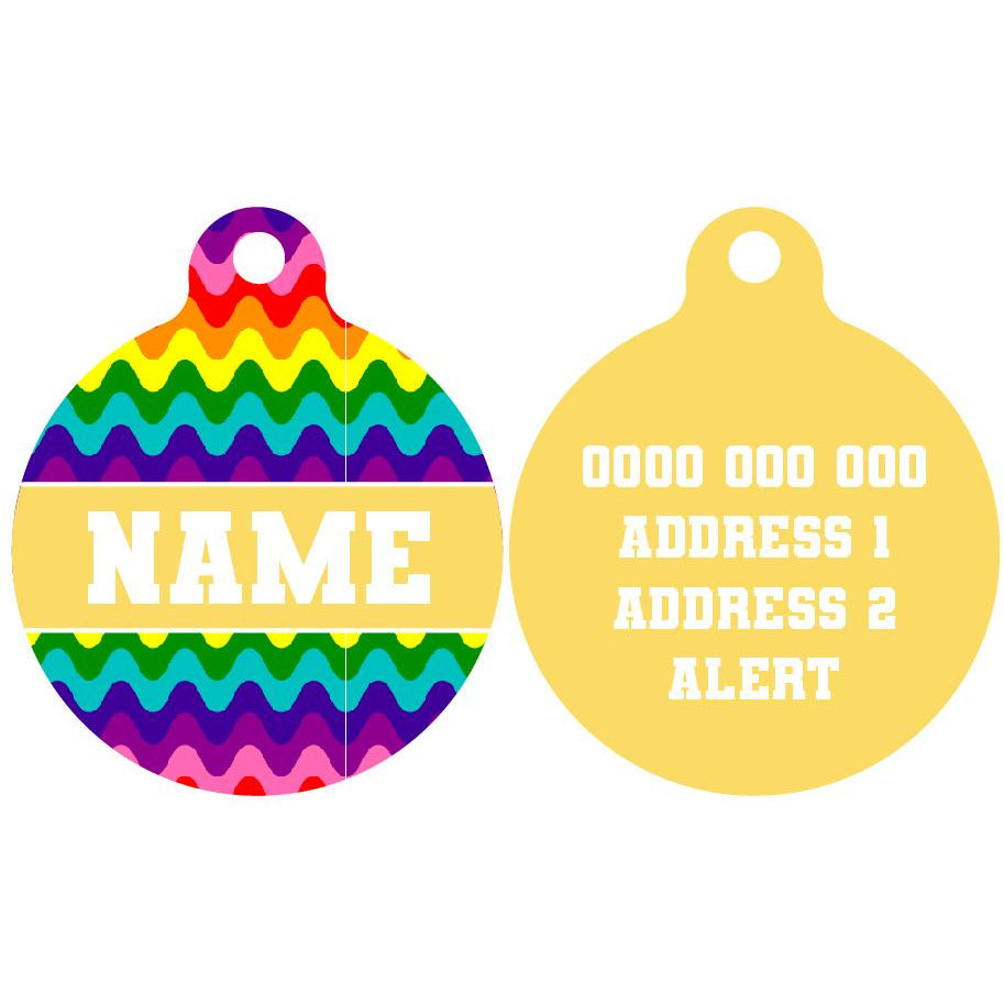 Pet ID Tag | Rainbow Drip (Yellow)