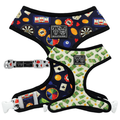 Reversible Dog Harness for Big and Small Dogs High Roller Las Vegas Money