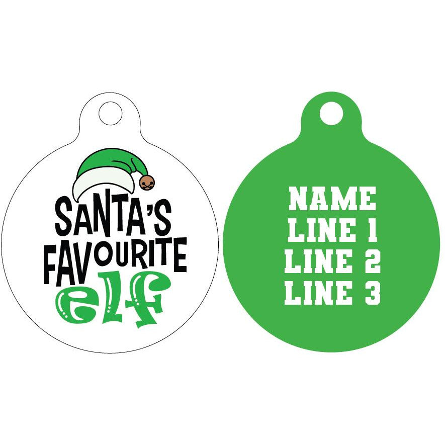 Pet ID Tag | Santa's favourite Elf (green)