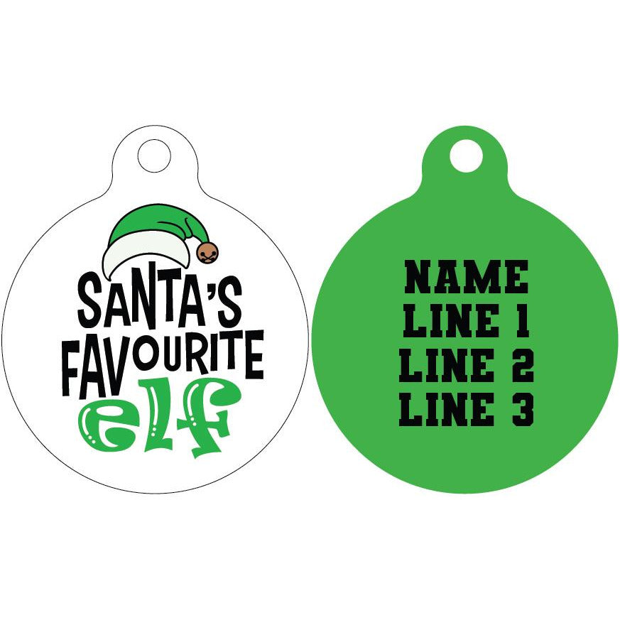 Pet ID Tag | Santa's favourite Elf (green)