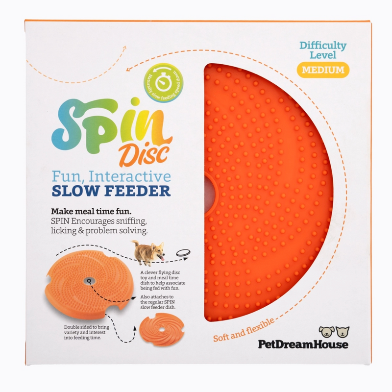 SPIN: Interactive 2-in-1 Slow Feeder Lick Pad & Frisbee - Orange