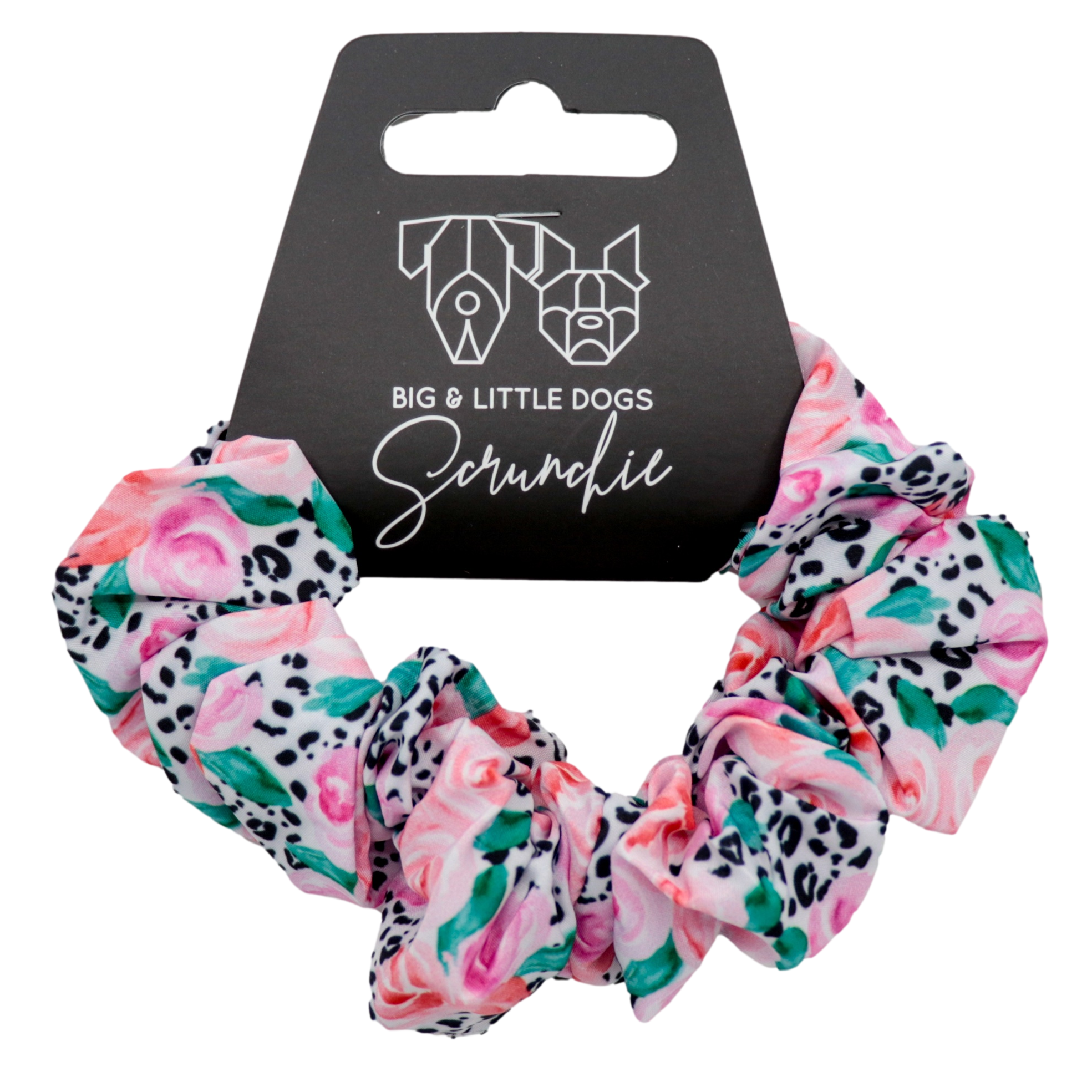 Hair Scrunchie Pretty as a Peony Flowers Leopard Print