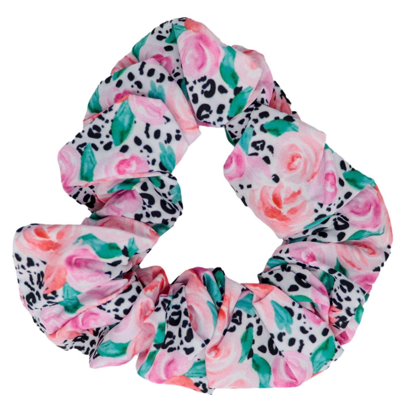 Hair Scrunchie Pretty as a Peony Flowers Leopard Print