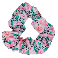 Hair Scrunchie Pretty as a Peony Flowers Leopard Print