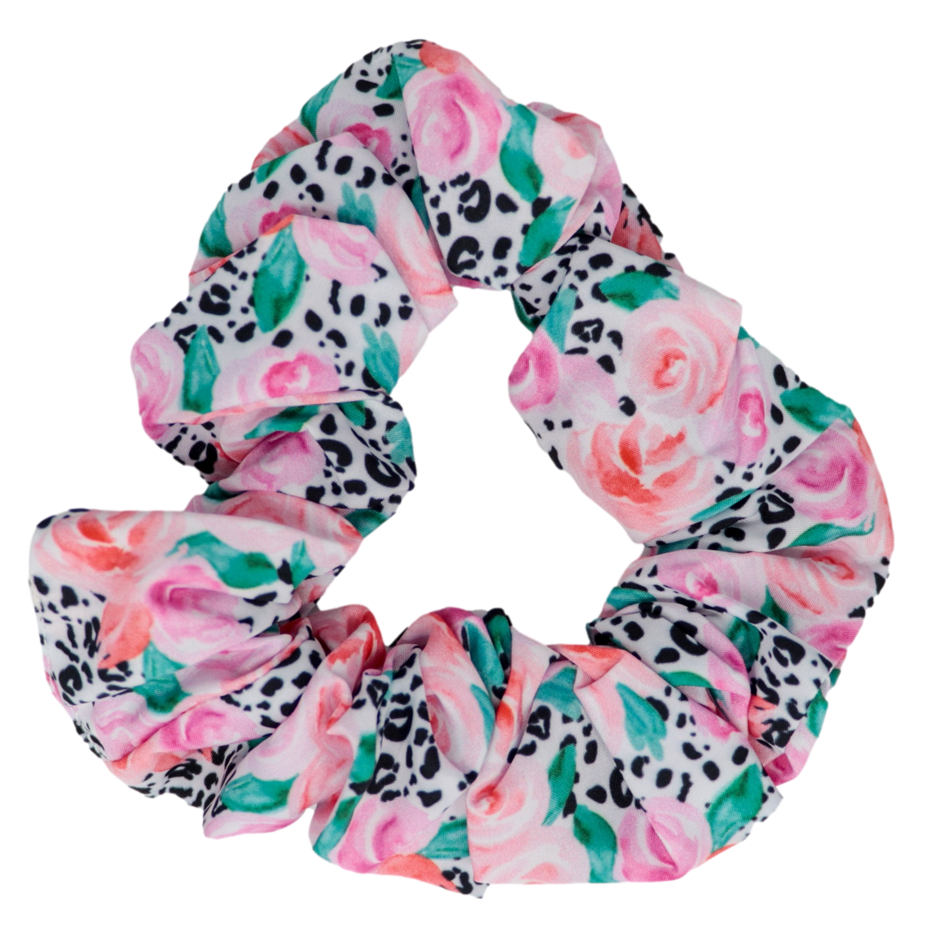 Hair Scrunchie Pretty as a Peony Flowers Leopard Print