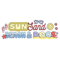 BLD LIFESTYLE CLUB TEE (Unisex Sizing) (SIZE S): "Sun, Sand, Beach & Dogs" | White (Digital Printing) {READY TO SHIP/FINAL SALE}