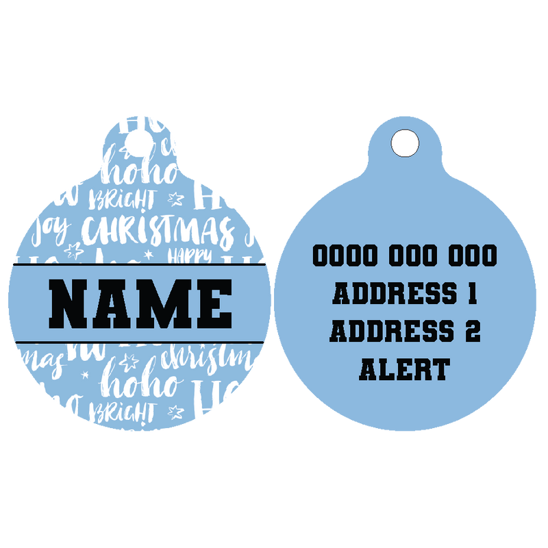 Pet ID Tag | Merry Christmas HoHoHo (Blue)
