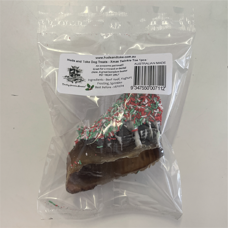 DOG TREATS | Huds and Toke: Christmas Twinkle Toes - Dipped Cow Hoove with Sprinkles