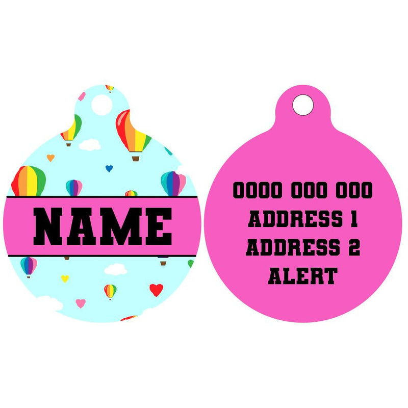 Pet ID Tag | Up, Up and Away (Pink)