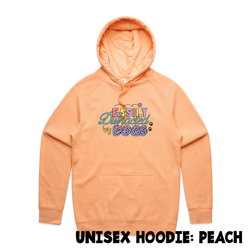 BLD LIFESTYLE CLUB HOODIE: "Easily Distracted By Dogs" | Peach (Digital Printing)