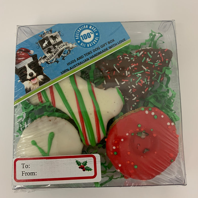 DOG TREATS | Huds and Toke Mixed Cookie Box | Christmas | 4 Pces (in GIFT BOX)