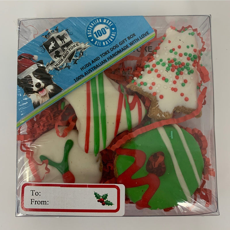 DOG TREATS | Huds and Toke Mixed Cookie Box | Christmas | 4 Pces (in GIFT BOX)