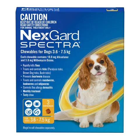 NEXGARD SPECTRA:  Chewable's For Dog's 3.6-7.5KG (3 Pack)