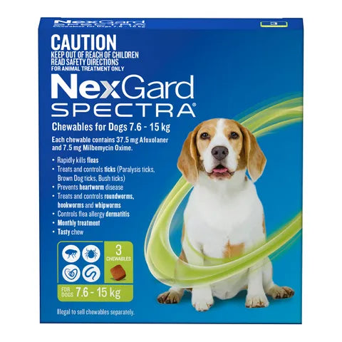 NEXGARD SPECTRA: Chewable's For Dog's 7.6 -15KG (3 Pack)
