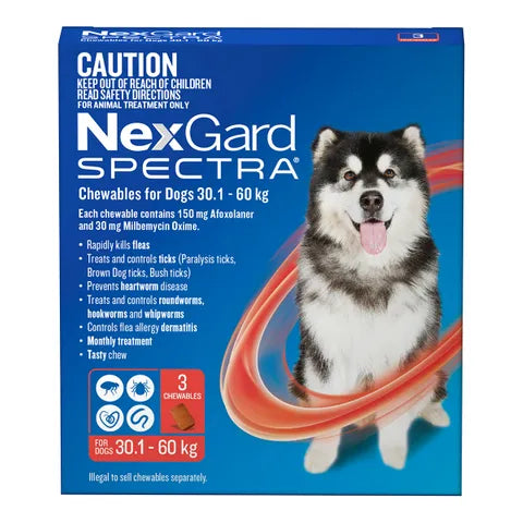 NEXGARD SPECTRA: Chewable's For Dog's 30.1 - 60KG (3 Pack)