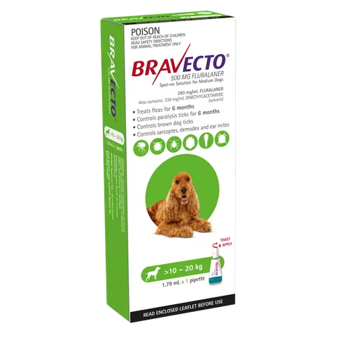 BRAVECTO: Dog Spot on 10-20kg (1 Pack) {Short Date: Use by 08/26}